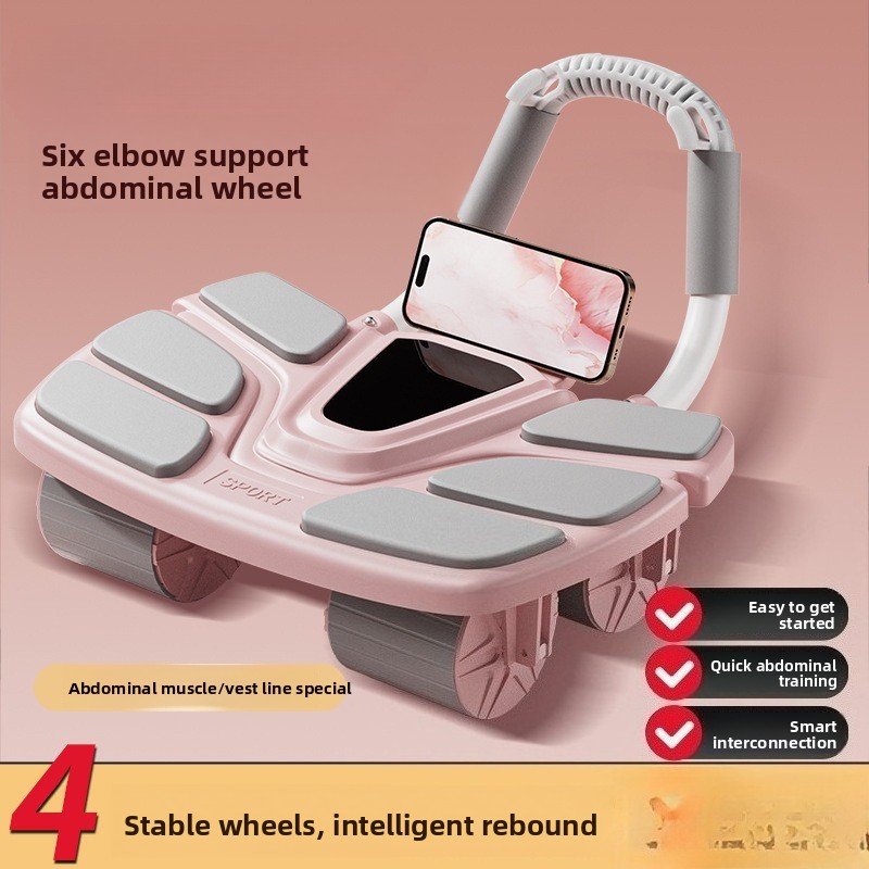 Ab Roller Wheel With Elbow Support - Bauchtrainer mit Sechs-Punkt-Unterstützung, Heimtrainer für flaches