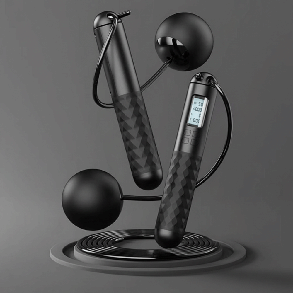 Smart Jump Rope Digital Counter - Tragbares Kabelloses Springseil mit Zähler, Rutschfest,