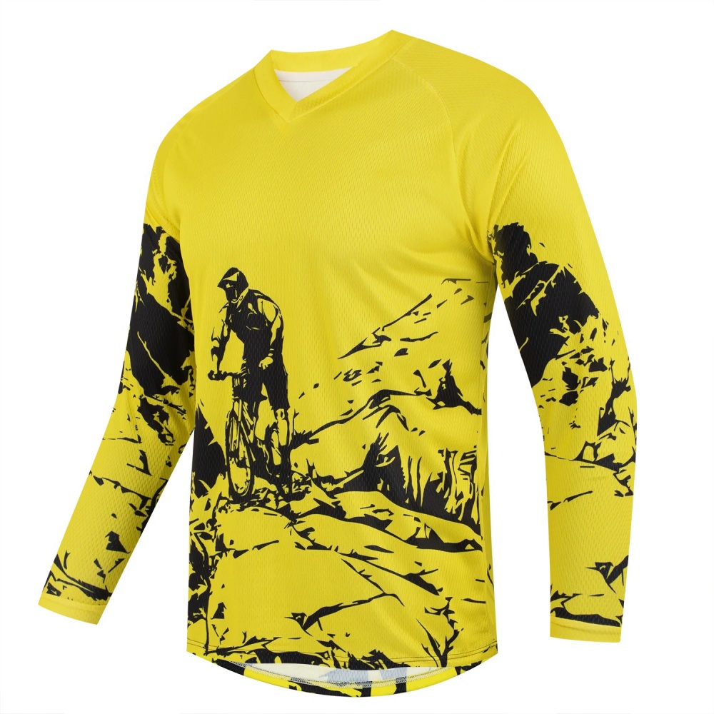 Cycling - Herren Outdoor Mountainbike-Druck Langarm-Sportshirt Atmungsaktiv mit