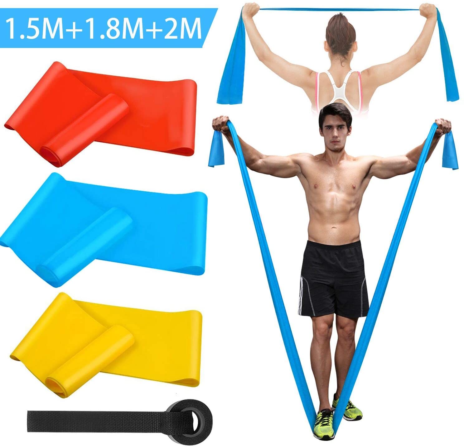 Pilates Bar Kit With Resistance Bands - Elastische Fitnessbänder, 3 Stück, Widerstandsbänder, elastische
