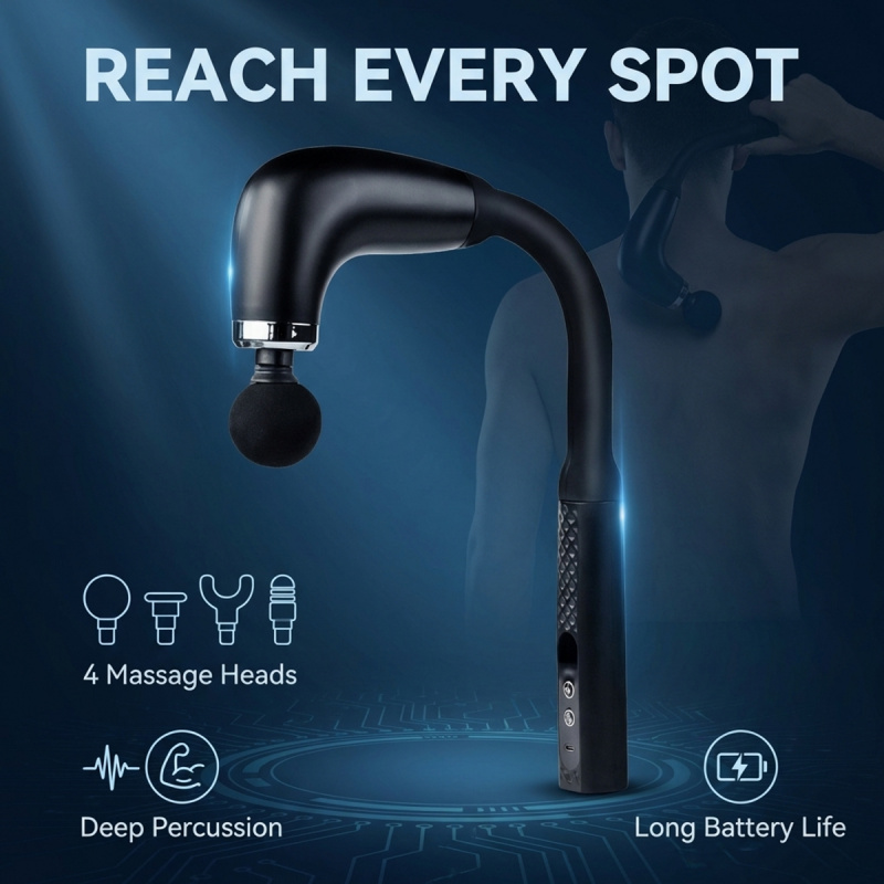 Electric Massage Gun Deep Tissue - Elektrische Muskelmassagepistole mit 4 Aufsätzen, Tiefengewebe-Perkussionsmassagegerät