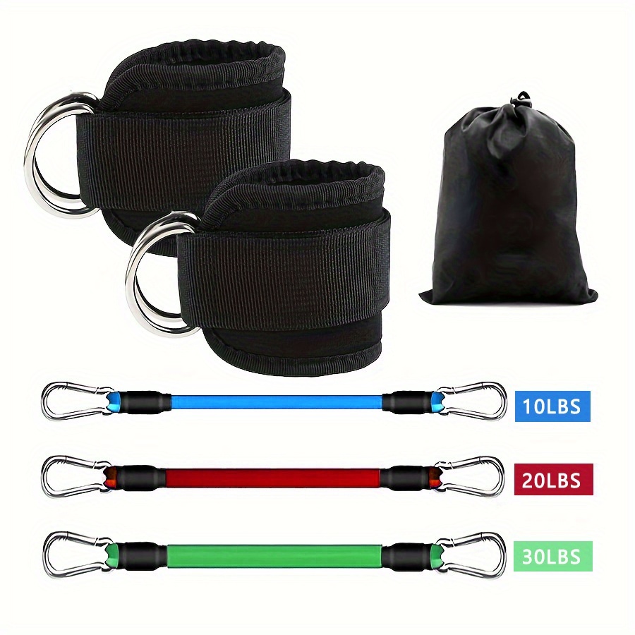 Pilates Bar Kit With Resistance Bands - 5 Stück Knöchel-Widerstandsbänder, Knöchel-Widerstandsbänder mit Knöchelriemen,