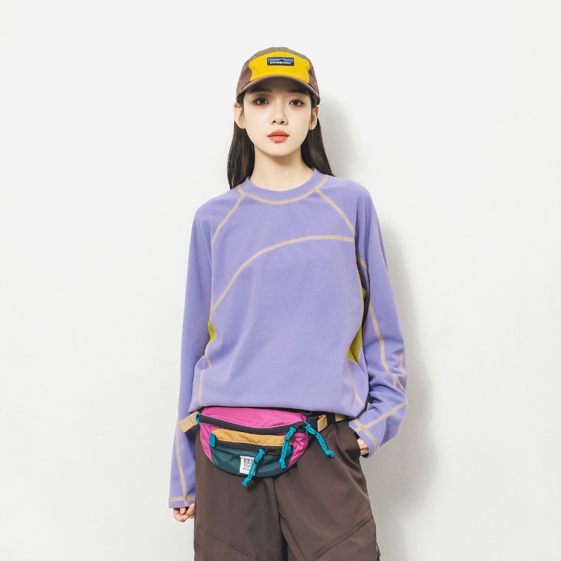 Hiking - Unisex Outdoor Colorblock-Langarm-T-Shirt, Stretch-Basisschicht für Wandern,