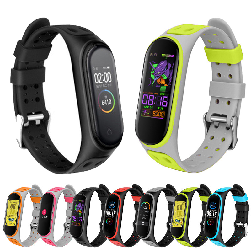 Resistance Bands Set With Handles - Für Mi Band 3/4/5/6/7 Zweifarbiges Silikonarmband