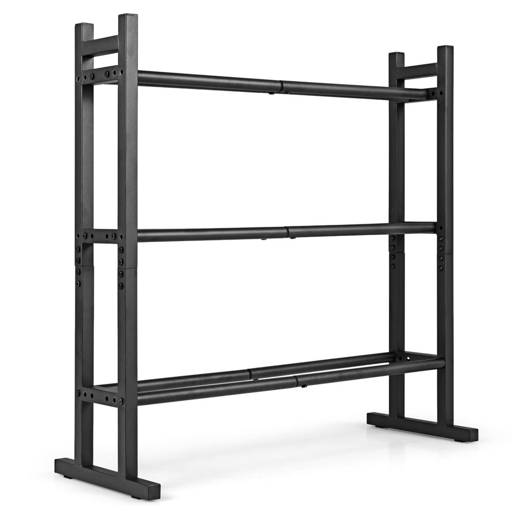 Fitness Equipment - Robustes 3-stufiges Hantelregal, pulverbeschichteter Stahl-Gewichtsaufbewahrungsständer mit