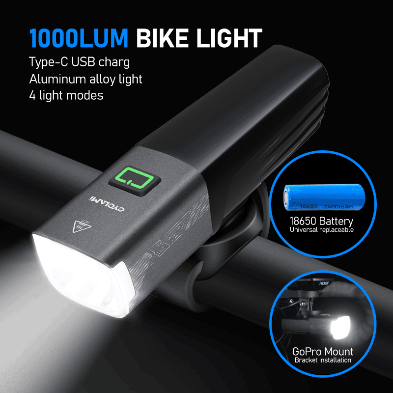 Rechargeable Bicycle Headlight 1000 Lumen - CYCLAMI X7 Reality 1000 Lumen Fahrradlicht