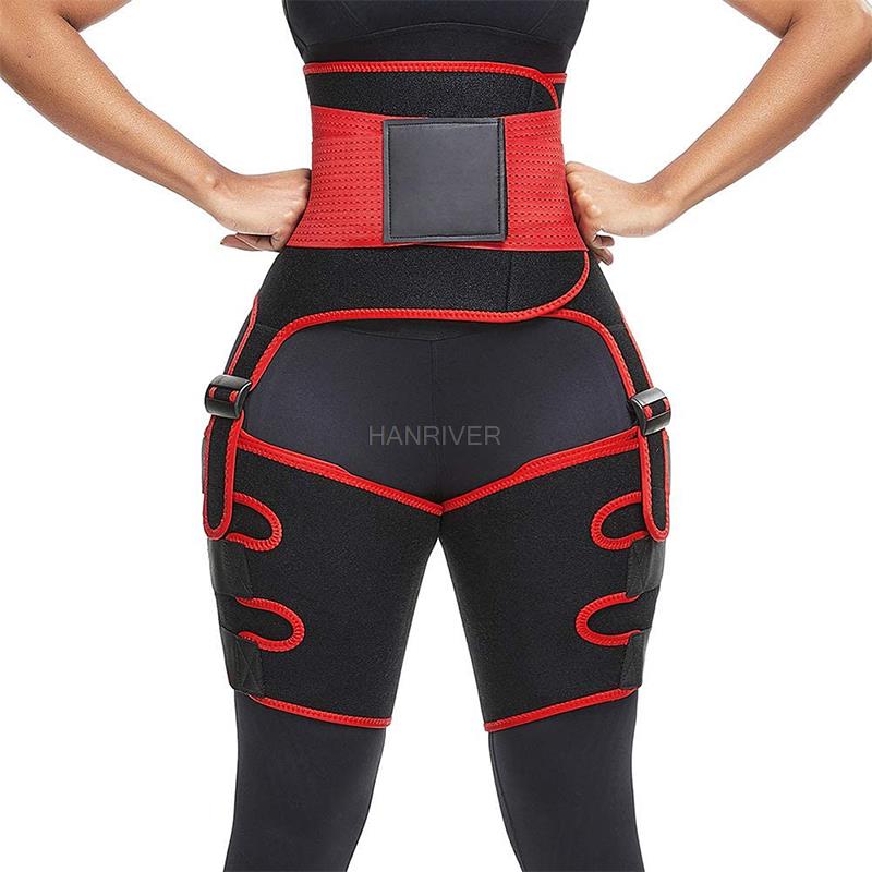 Sweat Waist Trainer Belt Neoprene - 3-in-1-Taillen- und Oberschenkeltrimmer, doppelter Kompressionsgürtel, Beinstütze,