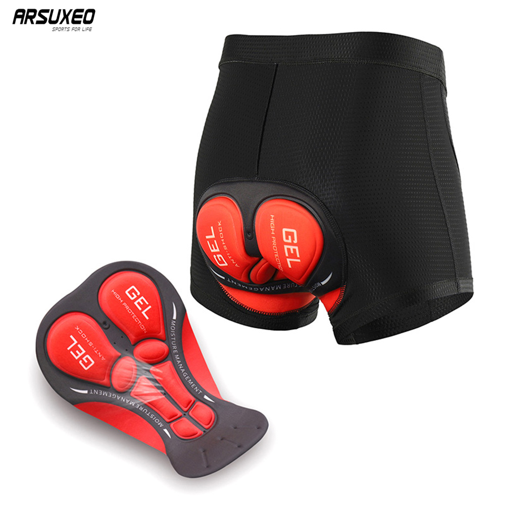 Padded Cycling Shorts 5D Gel - ARSUXEO Herren Radhose Fahrradunterwäsche Kompression 5D