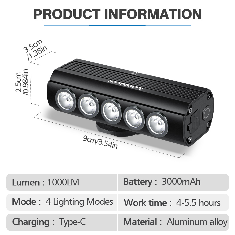 NEWBOLER Fahrrad Licht Vorne 1 – Rechargeable Bicycle Headlight 1000 Lumen Bewertung und Preis