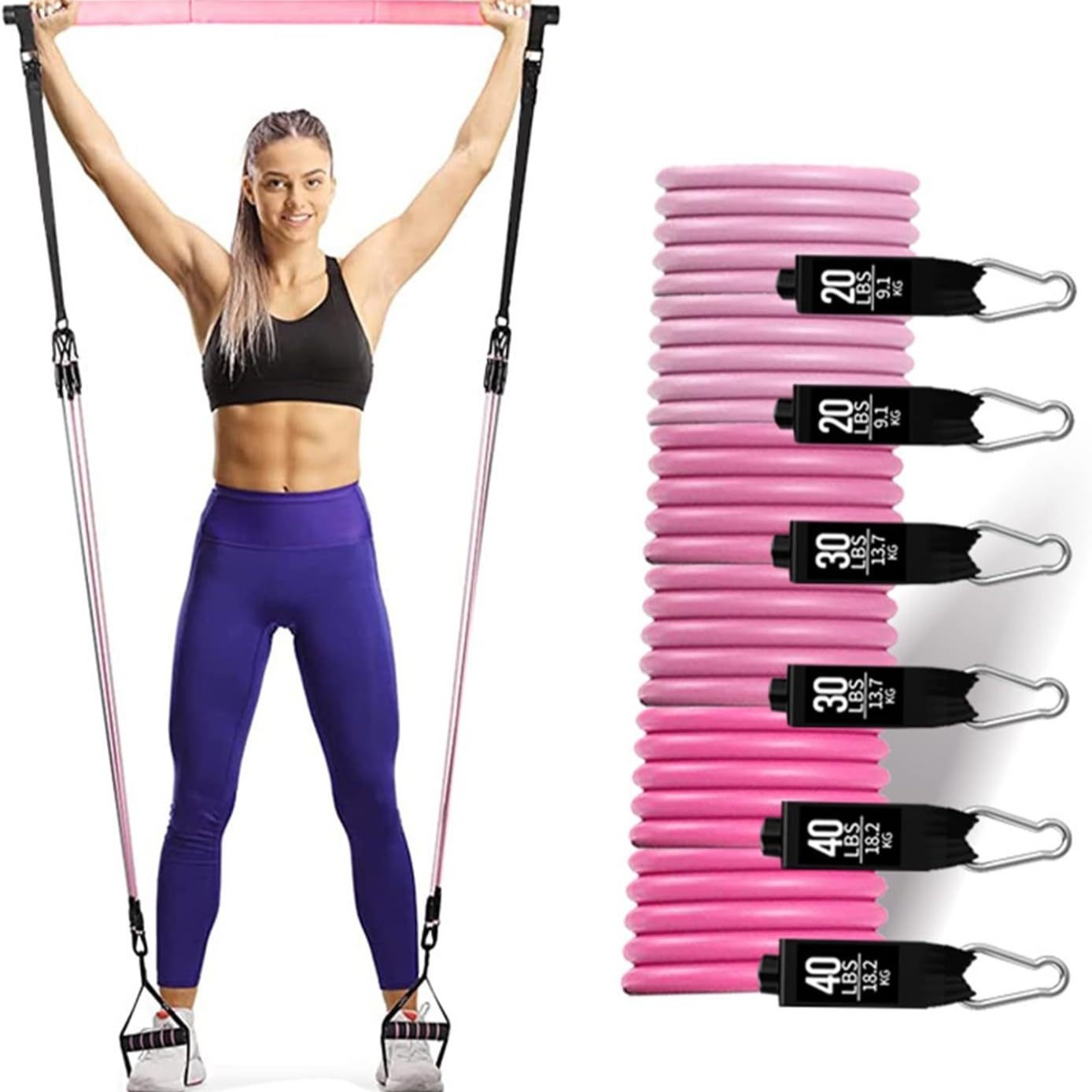180lbs Widerstandsbänder mit v – Pilates Bar Kit With Resistance Bands Bewertung und Preis