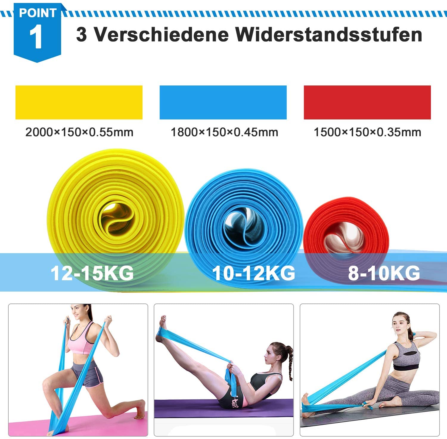 Elastische Fitnessbänder, 3 St – Pilates Bar Kit With Resistance Bands Bewertung und Preis
